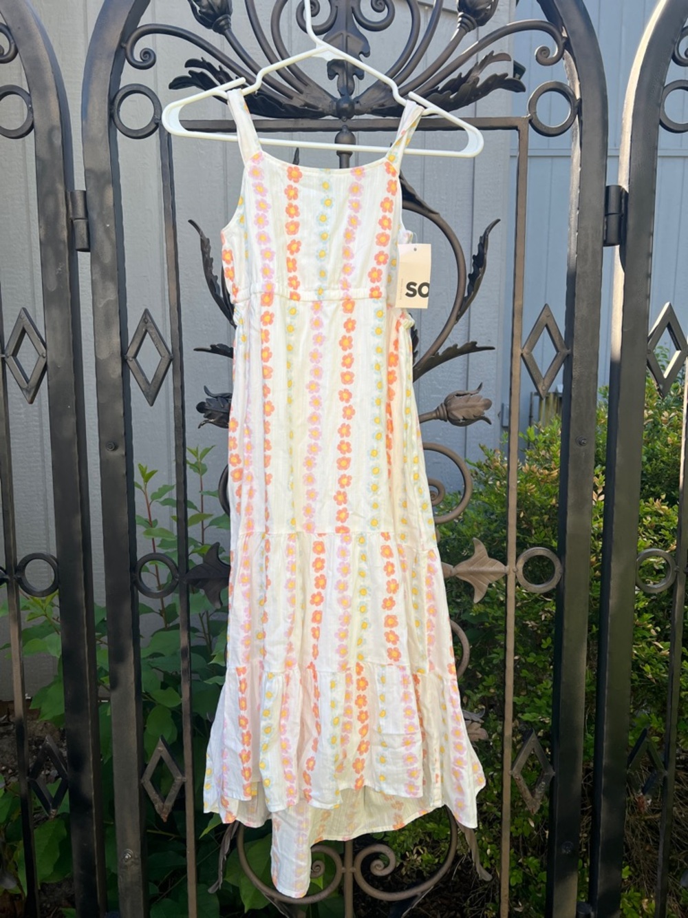 Kohl's Cream Floral Maxi Dress with Pink and Yellow Blooms
